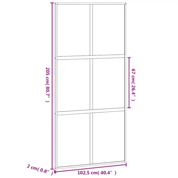 Liuguks karastatud mati ja läbipaistva klaasiga, must alumiiniumraam, 102,5 x 205 cm – 9