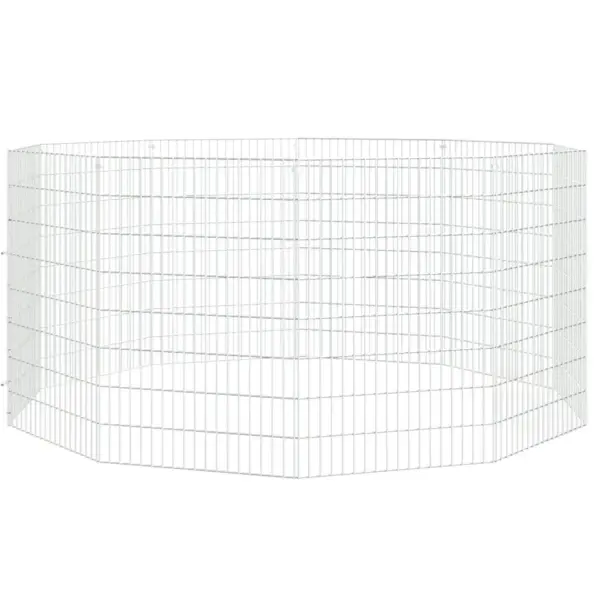 Loomaaedik väikeloomadele 10 paneeliga, tsingitud raud, hõbedane, paneel 54 x 80 cm – 3