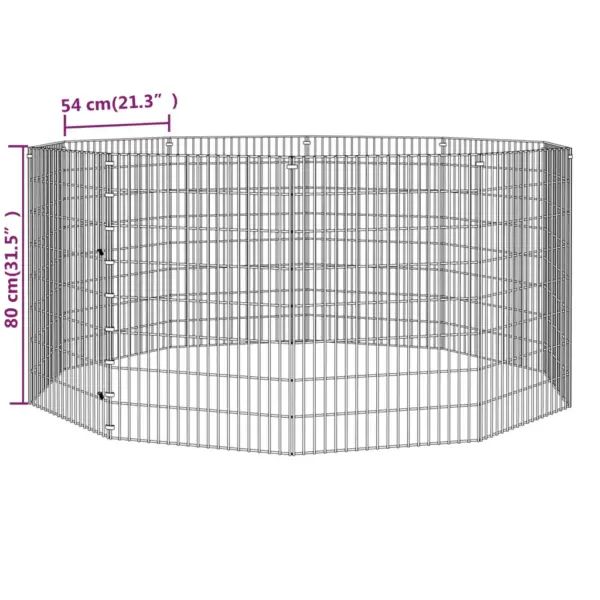 Loomaaedik väikeloomadele 10 paneeliga, tsingitud raud, hõbedane, paneel 54 x 80 cm – 8