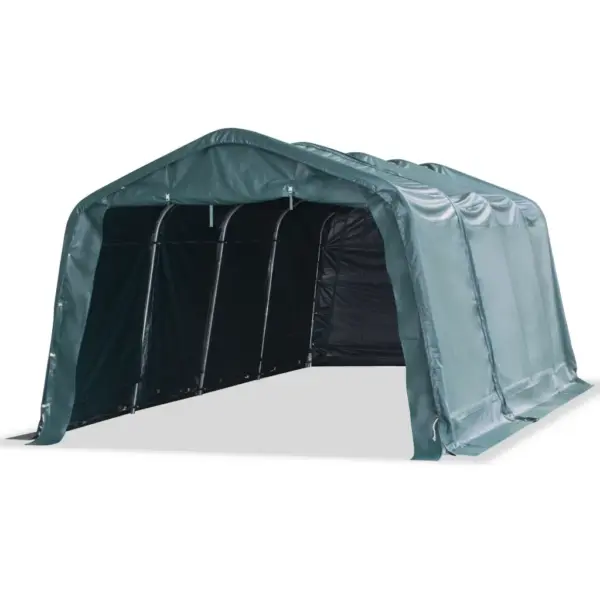 Eemaldatav loomatelk kariloomadele, PVC 550 g/m², tsingitud terasraam, tumeroheline, 3,3 x 6,4 m – 2