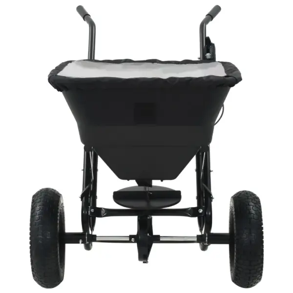 Lükatav soola- ja väetiselaotur, 45 l, must PVC mahuti ja terasraam, 106 x 73 x 76 cm – 2