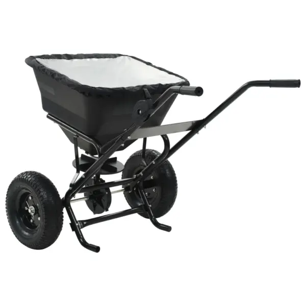 Lükatav soola- ja väetiselaotur, 45 l, must PVC mahuti ja terasraam, 106 x 73 x 76 cm – 3