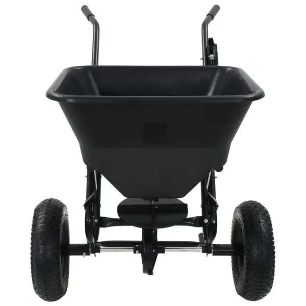 Lükatav soola- ja väetiselaotur, 45 l, must PVC mahuti ja terasraam, 106 x 73 x 76 cm – 5