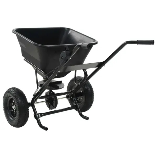 Lükatav soola- ja väetiselaotur, 45 l, must PVC mahuti ja terasraam, 106 x 73 x 76 cm – 8