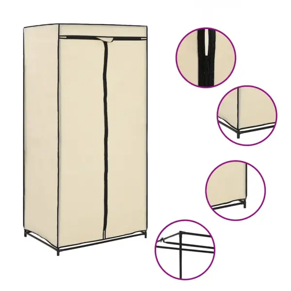 Lukuga kangast riidekapid raudraamiga, 2 tk, kreemjasvalge, 75 x 50 x 160 cm – 2