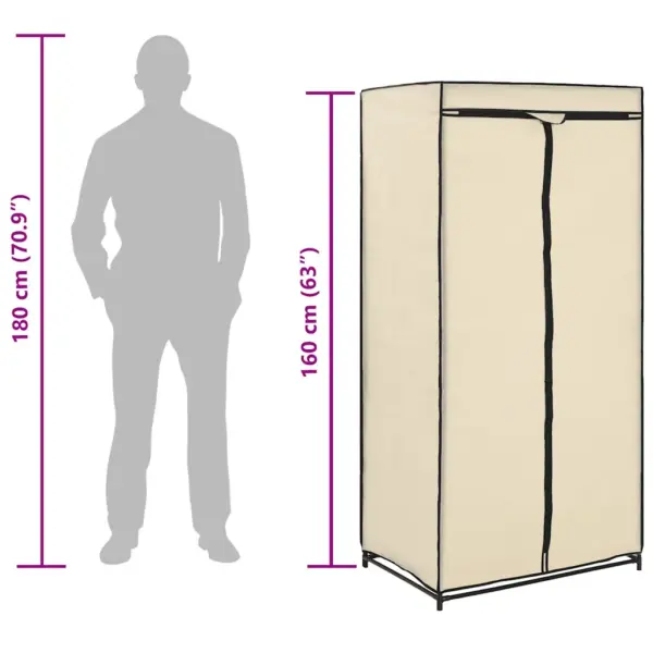 Lukuga kangast riidekapid raudraamiga, 2 tk, kreemjasvalge, 75 x 50 x 160 cm – 11