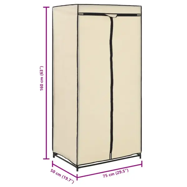 Lukuga kangast riidekapid raudraamiga, 2 tk, kreemjasvalge, 75 x 50 x 160 cm – 10