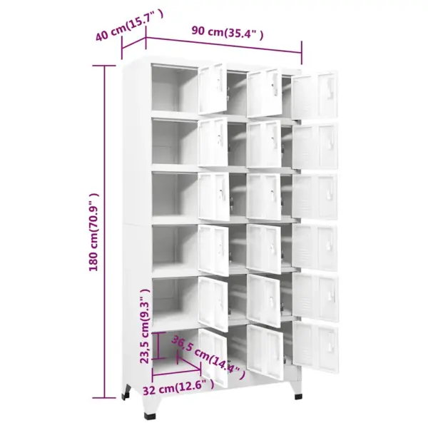 Lukustatav metallist hoiukapp 18 sektsiooniga, nimekaardihoidjate ja ventilatsiooniavadega, hall, 90 x 40 x 180 cm - 8