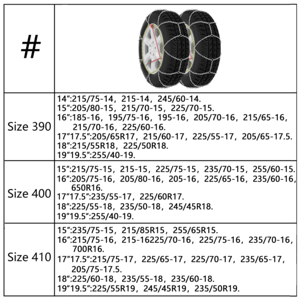 Lumeketid maasturile 4×4, 16 mm süsinikteras, suurus 400, 2 tk - 8