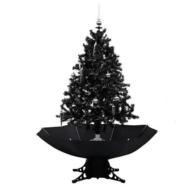 Lumesajuefektiga LED-kunstkuusk vihmavarjualusega, must, 140 cm – 2