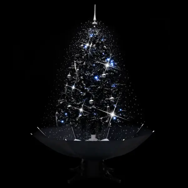 Lumesajuefektiga LED-kunstkuusk vihmavarjualusega, must, 140 cm – 3