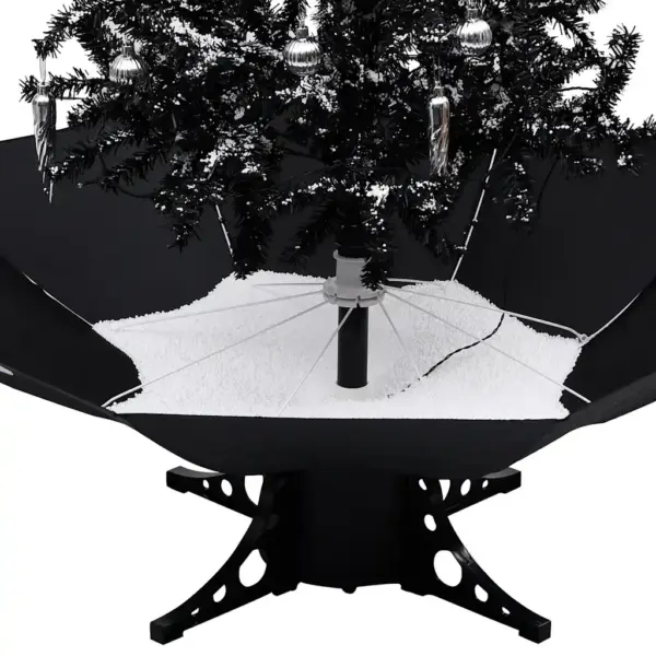 Lumesajuefektiga LED-kunstkuusk vihmavarjualusega, must, 140 cm – 5