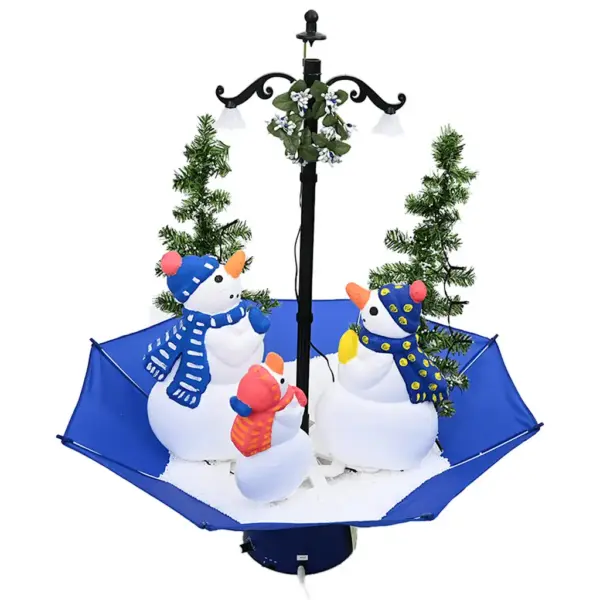Lumesajuga jõulukaunistus lumememmeperega, sinine, LED, 75 cm – 3