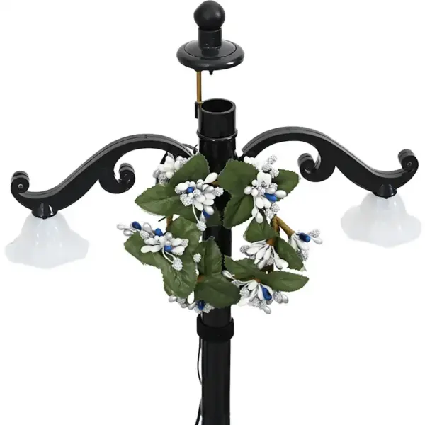 Lumesajuga jõulukaunistus lumememmeperega, sinine, LED, 75 cm – 4