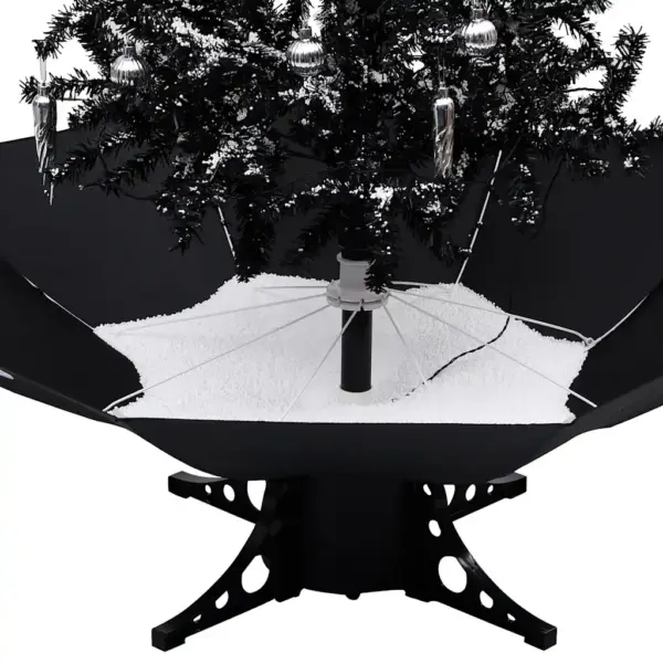 Lumesajuga kunstjõulupuu vihmavarjualusega, must, LED-tuled ja muusika, 190 cm – 5