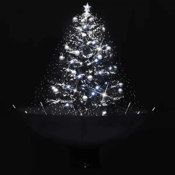 Lumesajuga kunstjõulupuu vihmavarjualusega, must, LED-tuled ja meloodia, 75 cm – 3