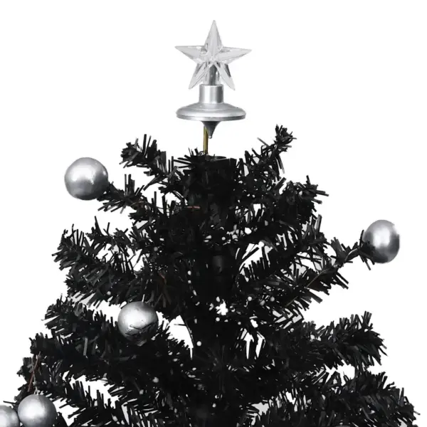 Lumesajuga kunstjõulupuu vihmavarjualusega, must, LED-tuled ja meloodia, 75 cm – 4