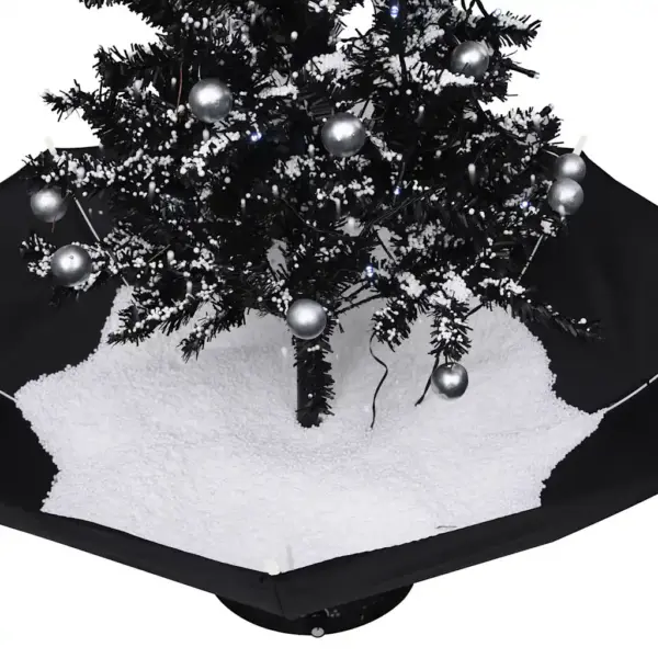 Lumesajuga kunstjõulupuu vihmavarjualusega, must, LED-tuled ja meloodia, 75 cm – 5