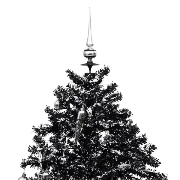 Lumesajuga kunstjõulupuu LED-tulede ja vihmavarjualusega, must, 170 cm – 4