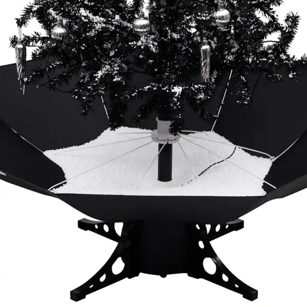 Lumesajuga kunstjõulupuu LED-tulede ja vihmavarjualusega, must, 170 cm – 5