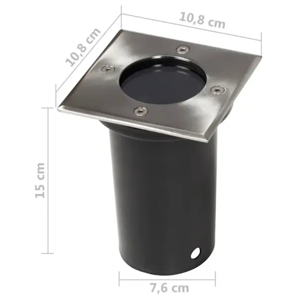 Maapinna süvisvalgustid IP67, kandiline, must ja hõbedane, GU10, 12 tk, 10,8 x 10,8 x 15 cm – 5