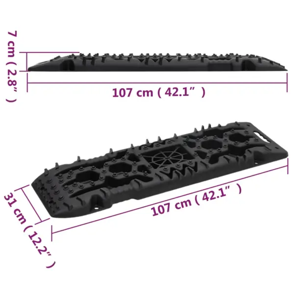 Maastiku veoplaadid 2 tk, must, tugevdatud nailon, 107 x 31 x 7 cm, 10 t – 9
