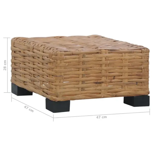 Naturaalne rotangist kohvilaud, pruun-must, 47 x 47 x 28 cm – 6