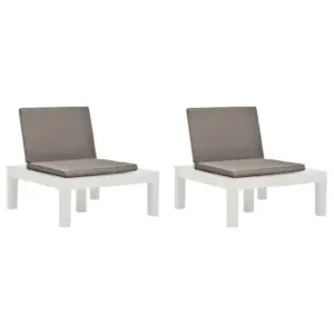 Madalad aiatoolid patjadega, 2 tk, valge plast, 78 x 78 x 70 cm