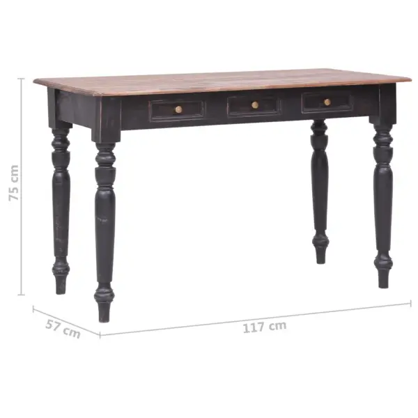 Mahagonipuidust kirjutuslaud 3 sahtliga, antiikpruun, 117 x 57 x 75 cm – 9