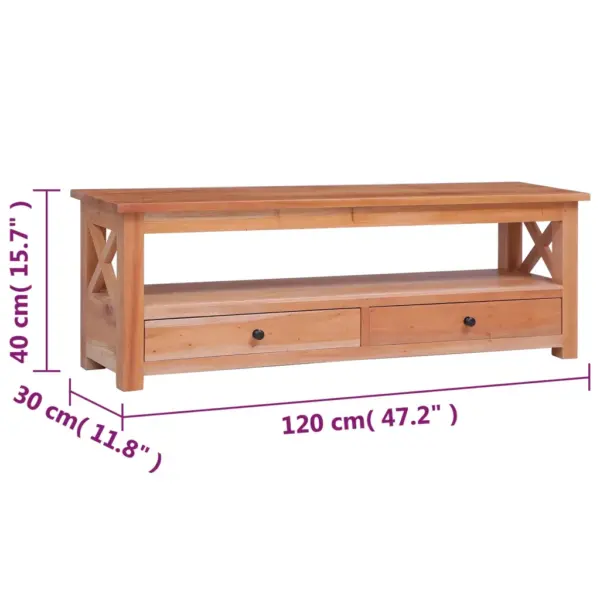 Mahagonipuidust telerikapp kahe sahtli ja riiuliga, 120 x 30 x 40 cm – 8