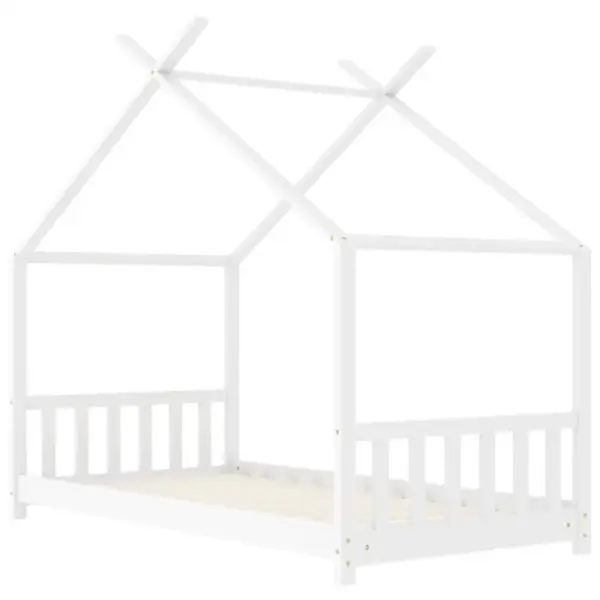 Majakujuline lastevoodiraam, valge männipuit, 70 x 140 cm – 3