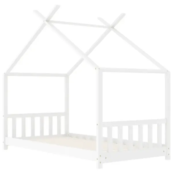 Majakujuline lastevoodi raam männipuidust, valge, 80 x 160 cm – 3