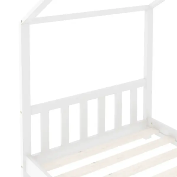 Majakujuline lastevoodi raam männipuidust, valge, 80 x 160 cm – 6
