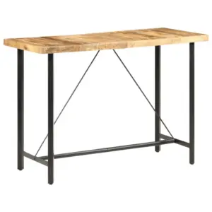 Tööstusliku stiiliga mangopuidust baarilaud, 150 x 70 x 107 cm, pruun-must