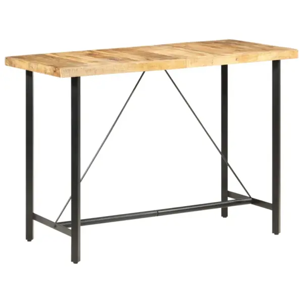 Tööstusliku stiiliga mangopuidust baarilaud, 150 x 70 x 107 cm, pruun-must - 11