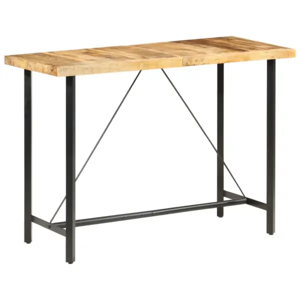 Tööstusliku stiiliga mangopuidust baarilaud, 150 x 70 x 107 cm, pruun-must - 8