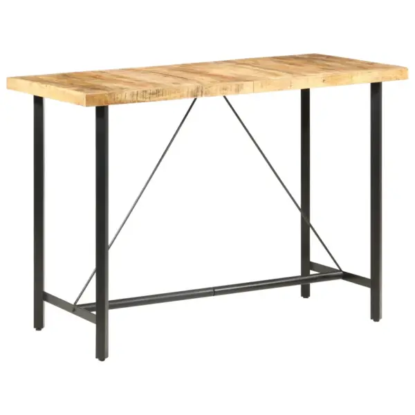 Tööstusliku stiiliga mangopuidust baarilaud, 150 x 70 x 107 cm, pruun-must - 9