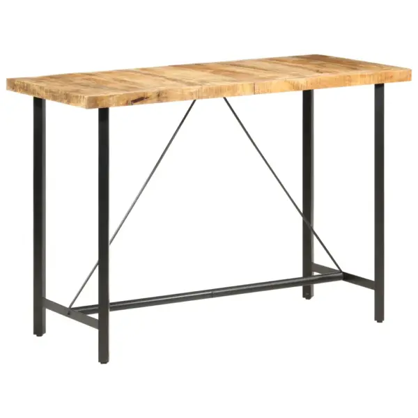 Tööstusliku stiiliga mangopuidust baarilaud, 150 x 70 x 107 cm, pruun-must - 10