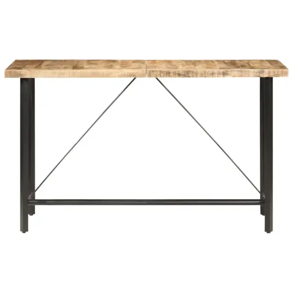 Tööstusliku stiiliga baarilaud töötlemata mangopuidust, 180 x 70 x 107 cm, pruun ja must – 2