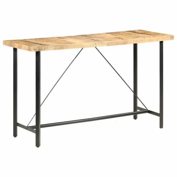 Tööstusliku stiiliga baarilaud töötlemata mangopuidust, 180 x 70 x 107 cm, pruun ja must – 11