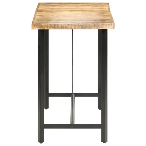 Tööstusliku stiiliga baarilaud töötlemata mangopuidust, 180 x 70 x 107 cm, pruun ja must – 3
