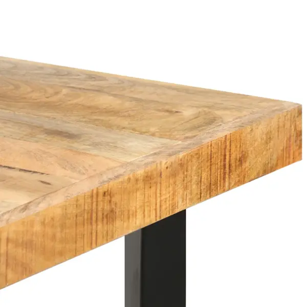 Tööstusliku stiiliga baarilaud töötlemata mangopuidust, 180 x 70 x 107 cm, pruun ja must – 5