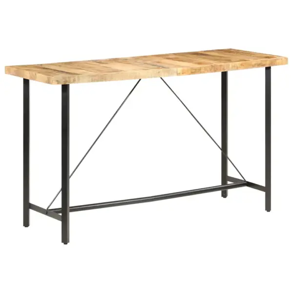 Tööstusliku stiiliga baarilaud töötlemata mangopuidust, 180 x 70 x 107 cm, pruun ja must – 8