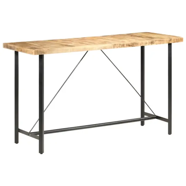 Tööstusliku stiiliga baarilaud töötlemata mangopuidust, 180 x 70 x 107 cm, pruun ja must – 10