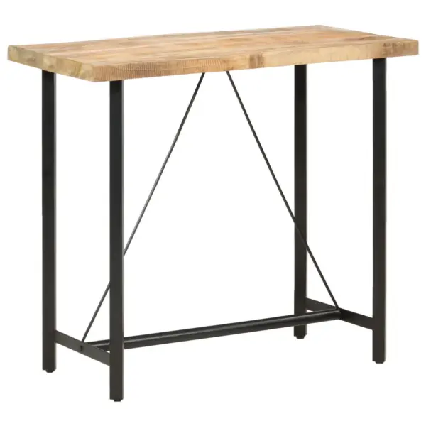 Tööstuslik baarilaud töötlemata mangopuidust ja musta metallraamiga, 120 x 58 x 107 cm – 11
