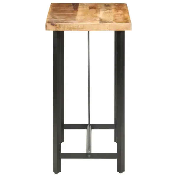 Tööstuslik baarilaud töötlemata mangopuidust ja musta metallraamiga, 120 x 58 x 107 cm – 3