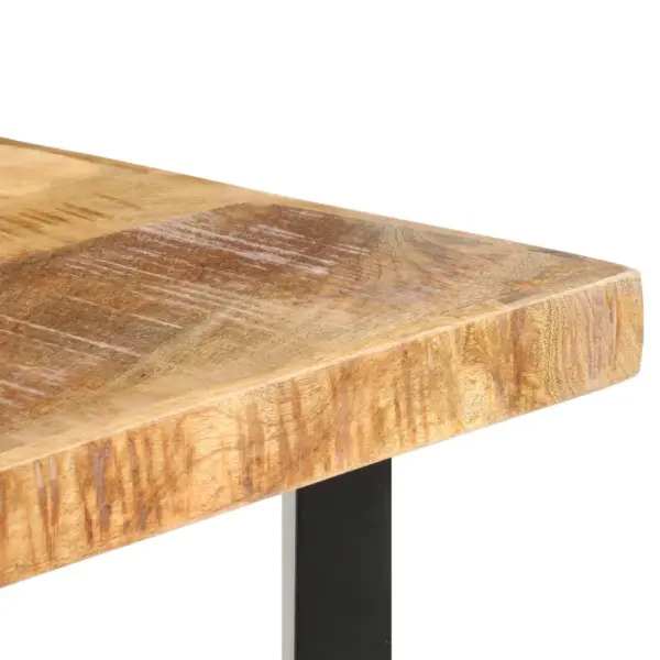 Tööstuslik baarilaud töötlemata mangopuidust ja musta metallraamiga, 120 x 58 x 107 cm – 5