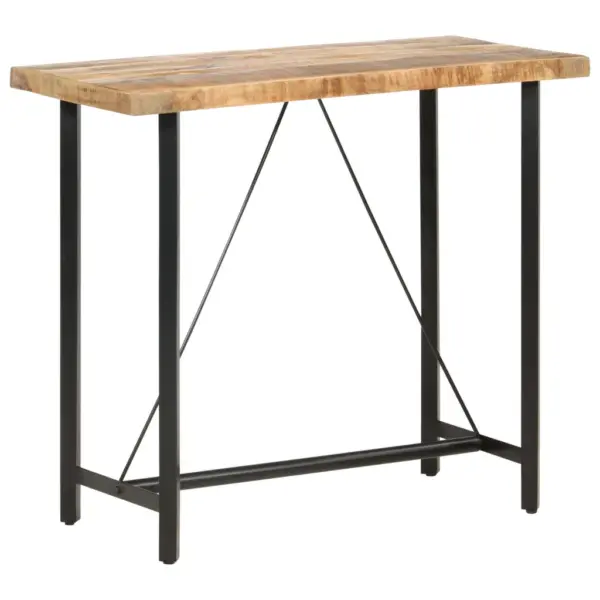 Tööstuslik baarilaud töötlemata mangopuidust ja musta metallraamiga, 120 x 58 x 107 cm – 10