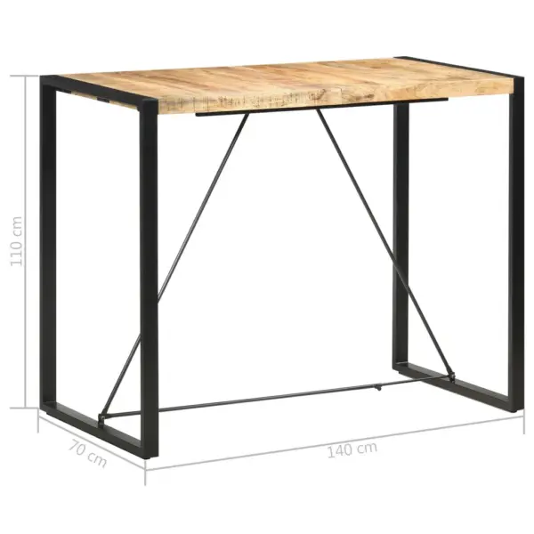 Mangopuidust lauaplaadiga baarilaud terasraamiga, 140 x 70 x 110 cm – 5
