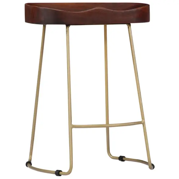 Mangopuidust baaripukid 2 tk, pähkelpruun, messingitoonis metallraam, 46 x 38 x 52 cm – 2